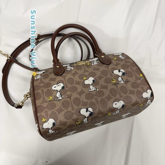 NWT Coach X Peanuts Rowan Satchel Bag Signature Canvas With Snoopy Print CBM33 - Picture 6 of 8